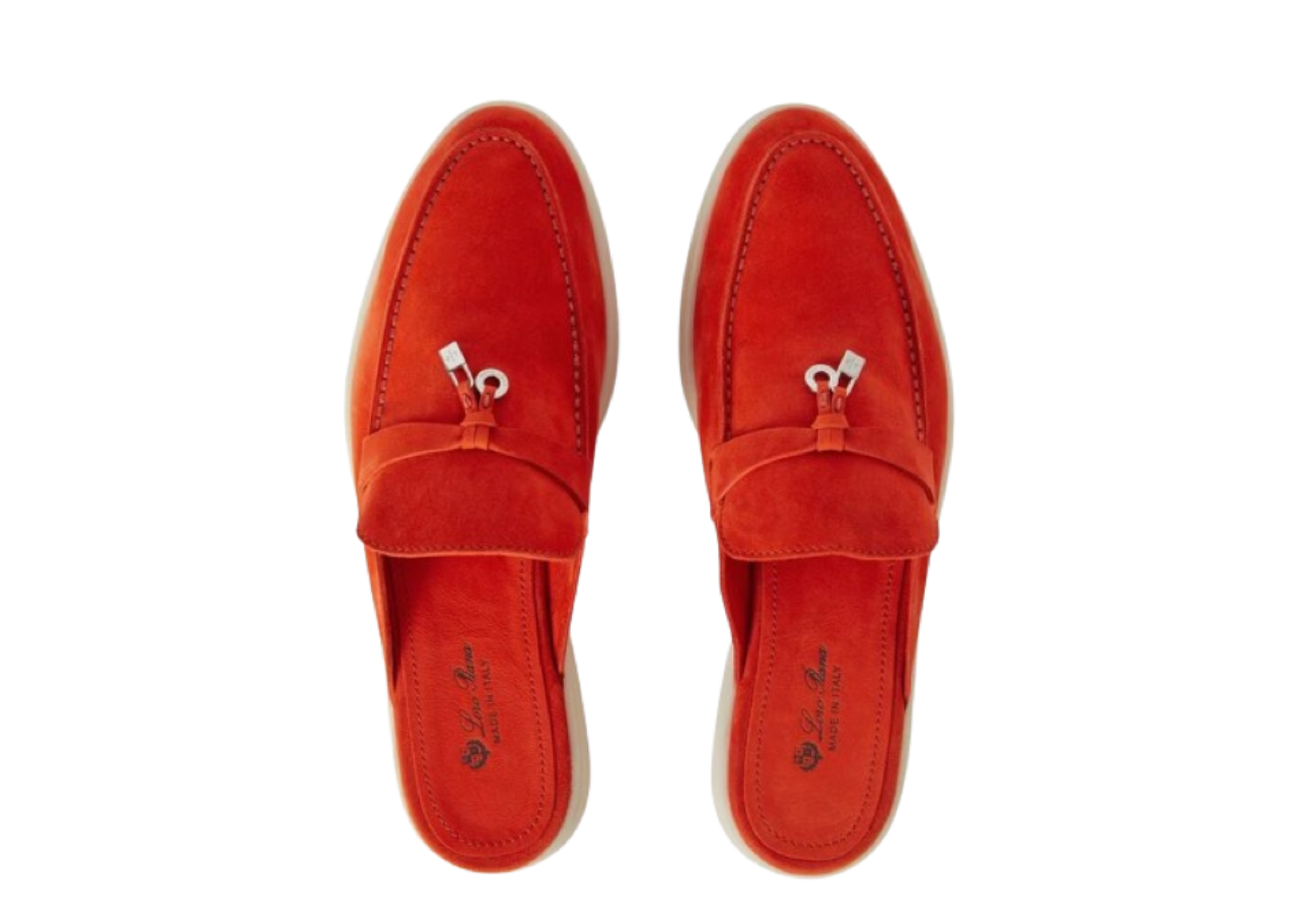 Loro Piana Babouche Charms Walk Mules Orange Flame - photo 2