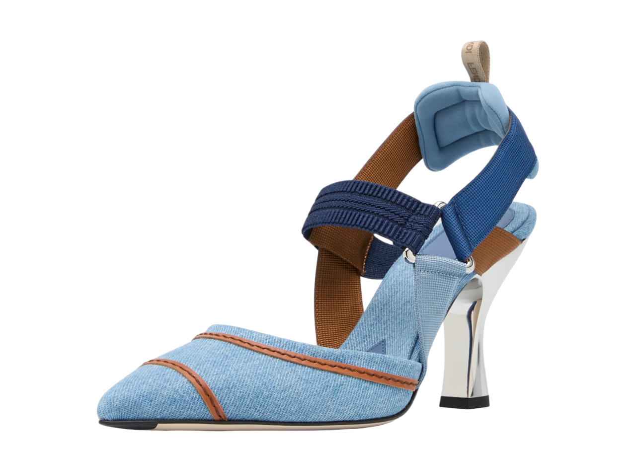 Fendi Colibri 85mm Denim Slingback Pumps - photo 2