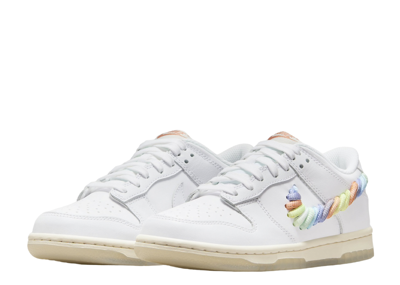 Nike Dunk Low SE Rainbow Lace Swoosh White (Grade School) - photo 2