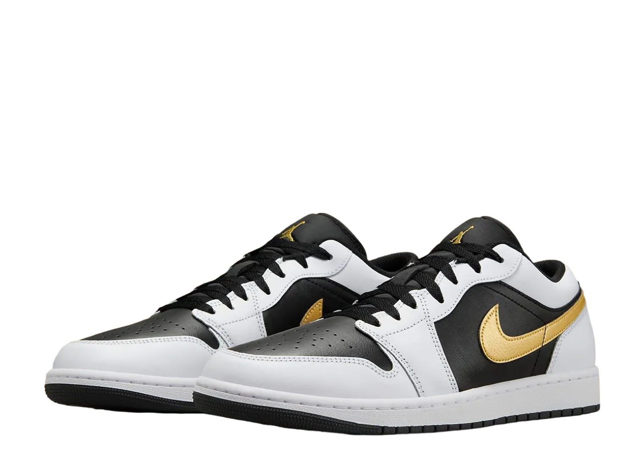 Air Jordan 1 Low White Black Metallic Gold Swoosh - photo 2