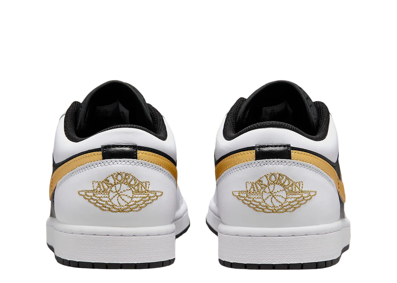 Air Jordan 1 Low White Black Metallic Gold Swoosh - photo 3