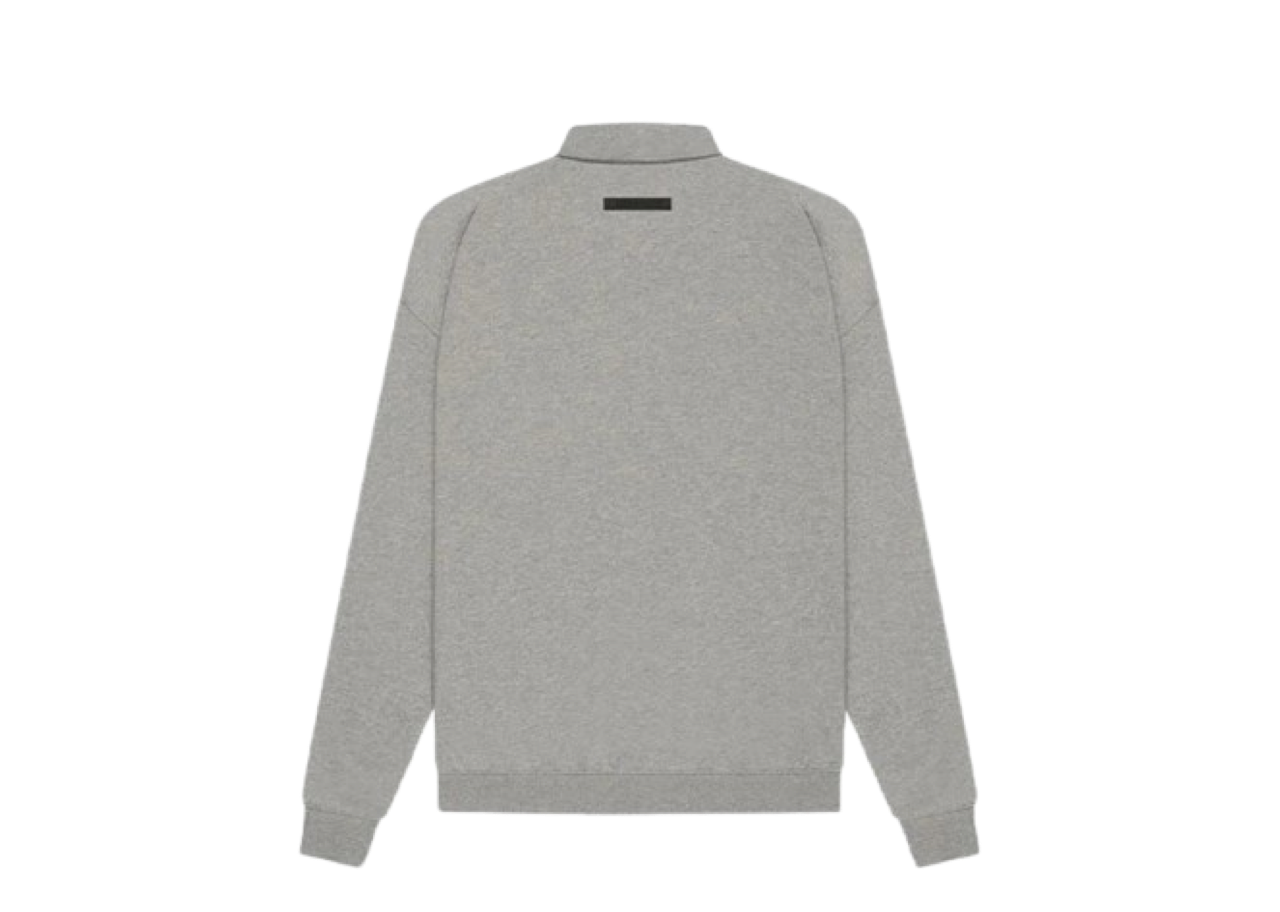 Fear of God Essentials SS21 Long Sleeve French Terry Polo Shirt Dark Heather Oa - photo 2