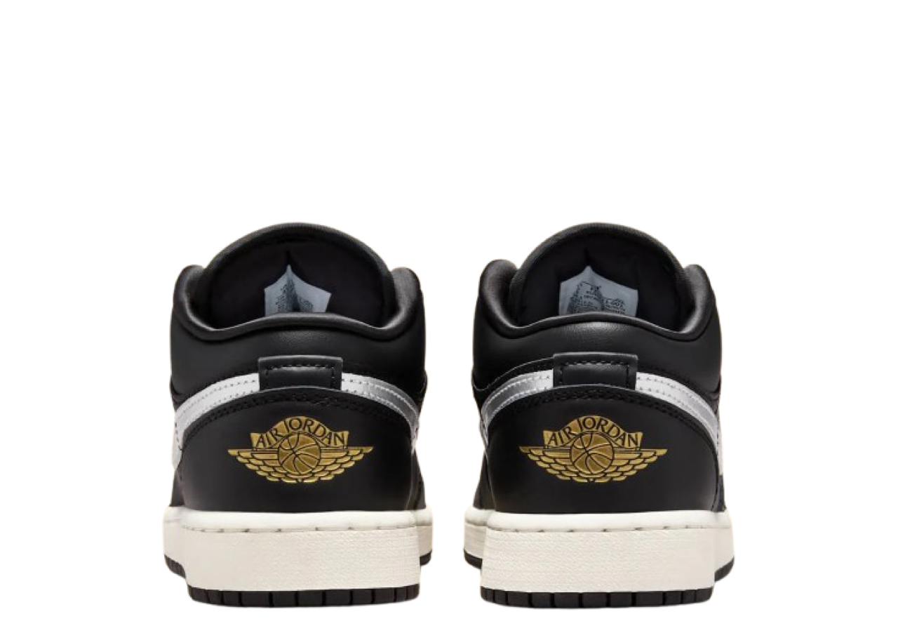 Air Jordan 1 Low SE Black Silver Sail Gold (Grade School) - photo 3