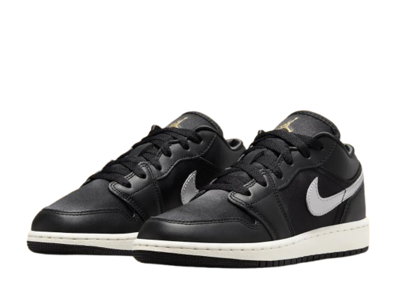 Air Jordan 1 Low SE Black Silver Sail Gold (Grade School) - photo 2