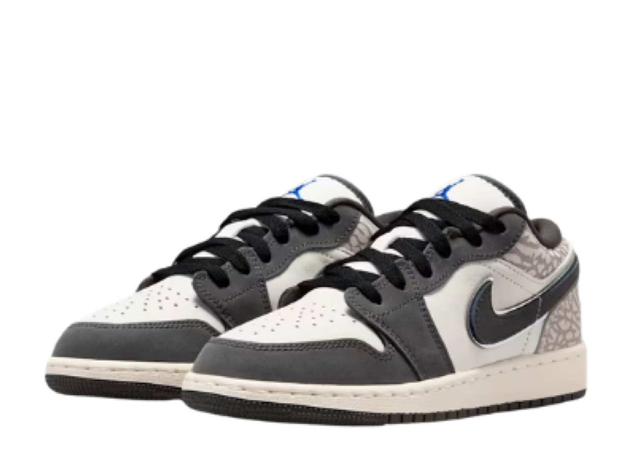 Air Jordan 1 Low SE Sail Deep Pewter Elephent Print (Grade School) - photo 2
