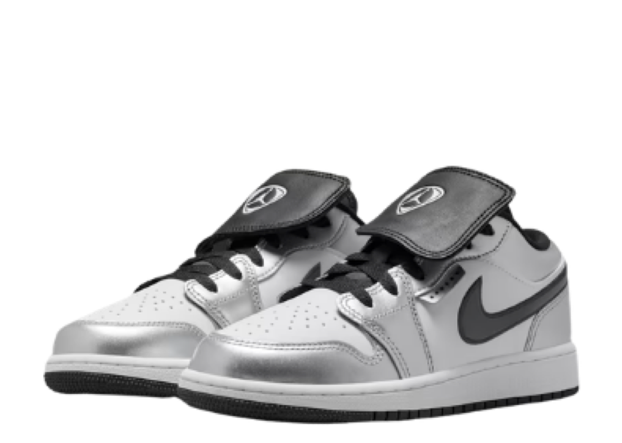 Air Jordan 1 Low SE Metallic Silver Tiempo (Grade School) - photo 2