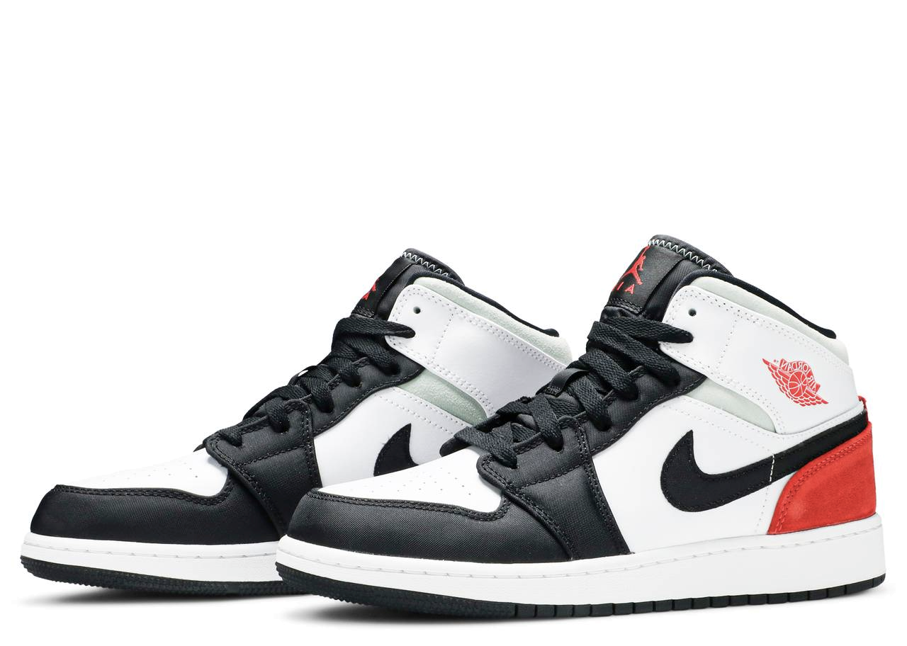 Air Jordan 1 Mid SE White Black Red Spruce (Grade School) - photo 2