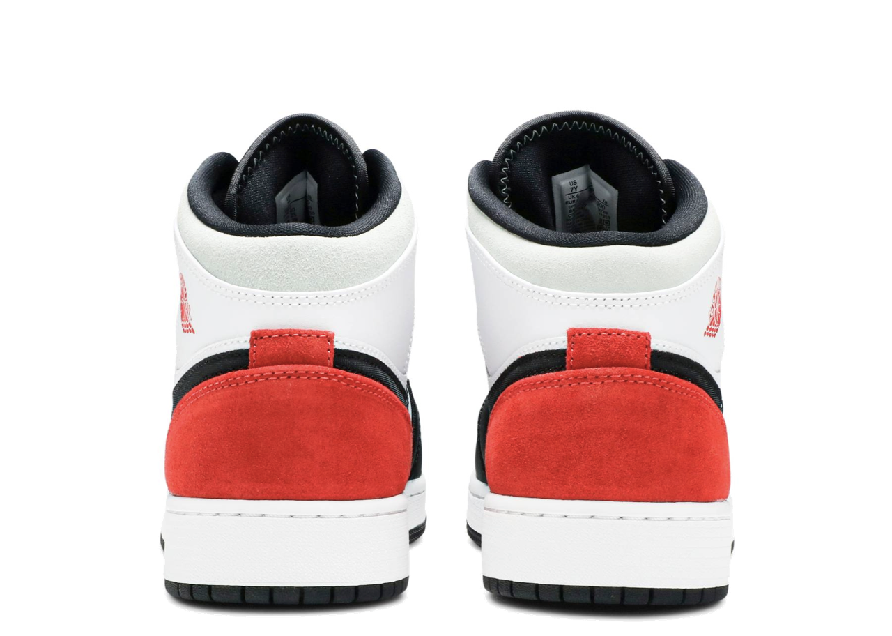 Air Jordan 1 Mid SE White Black Red Spruce (Grade School) - photo 3