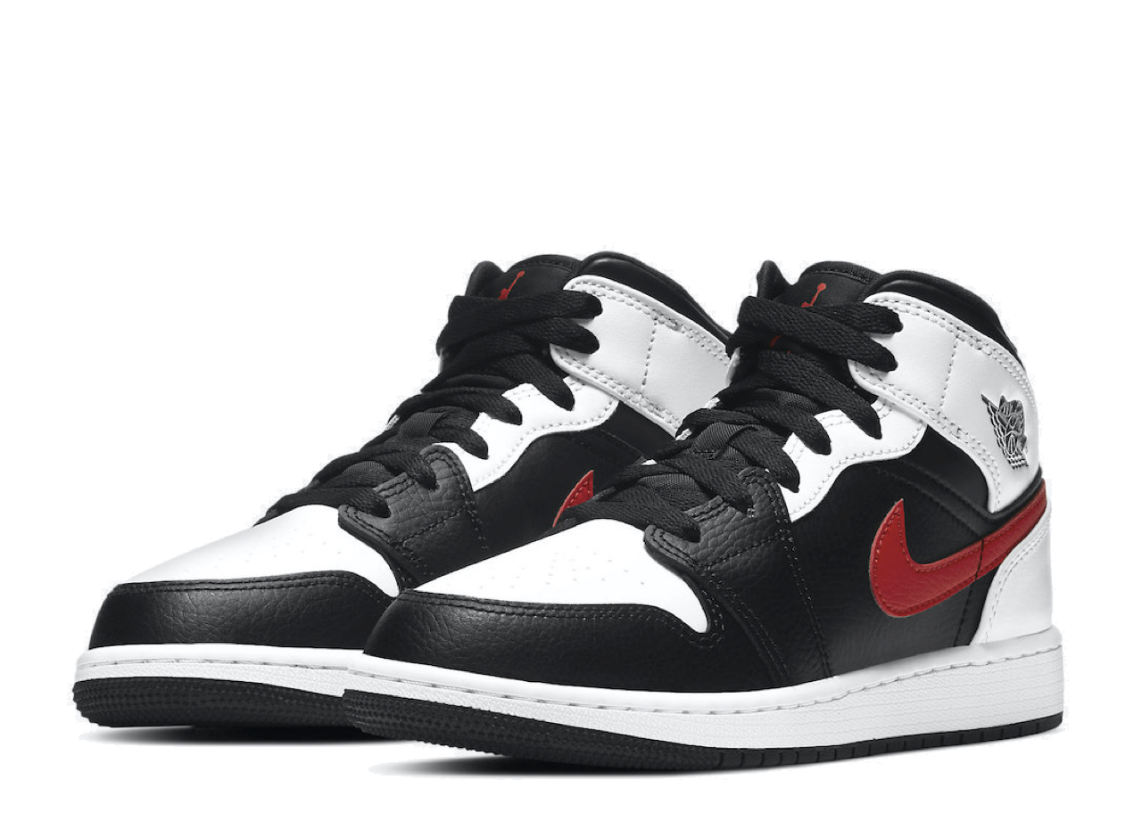 Air Jordan 1 Mid White Black Chile Red (Grade School) - photo 2