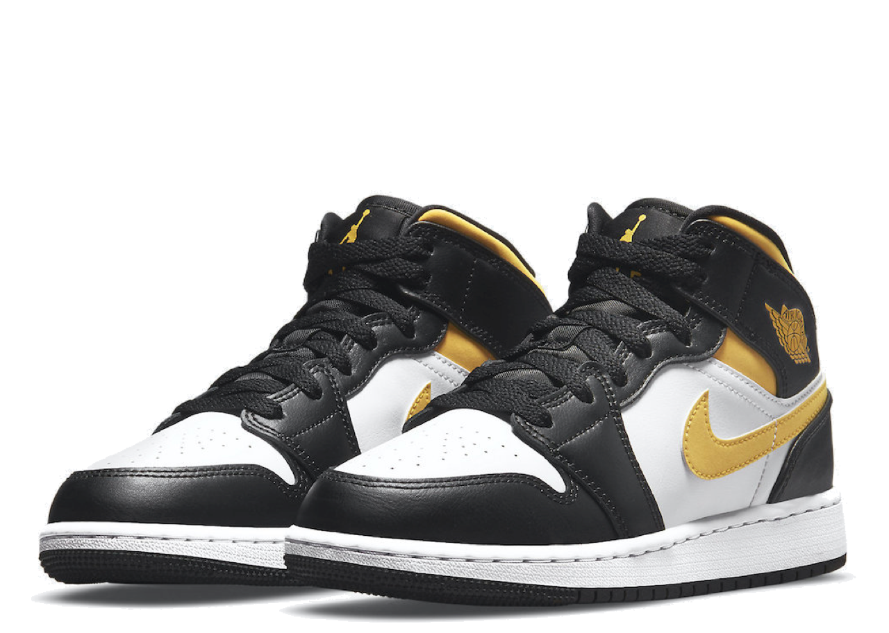 Air Jordan 1 Mid White Pollen Black (Grade School) - photo 2