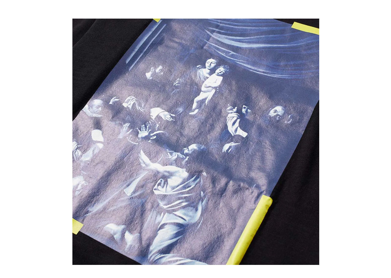 Off-White Diagonal Caravaggio Long Sleeve Tee Black White - photo 3