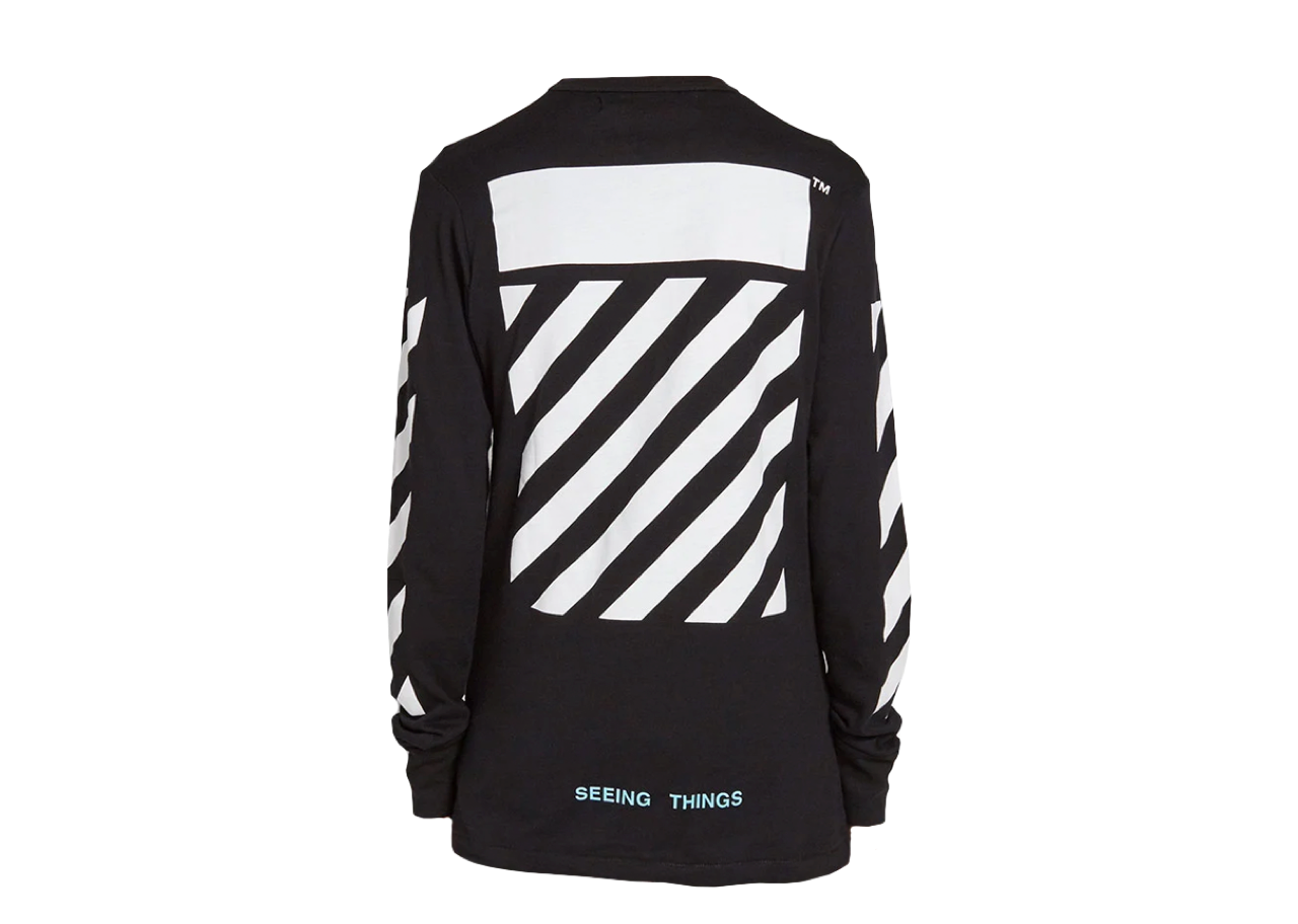 Off-White Diagonal Caravaggio Long Sleeve Tee Black White - photo 2