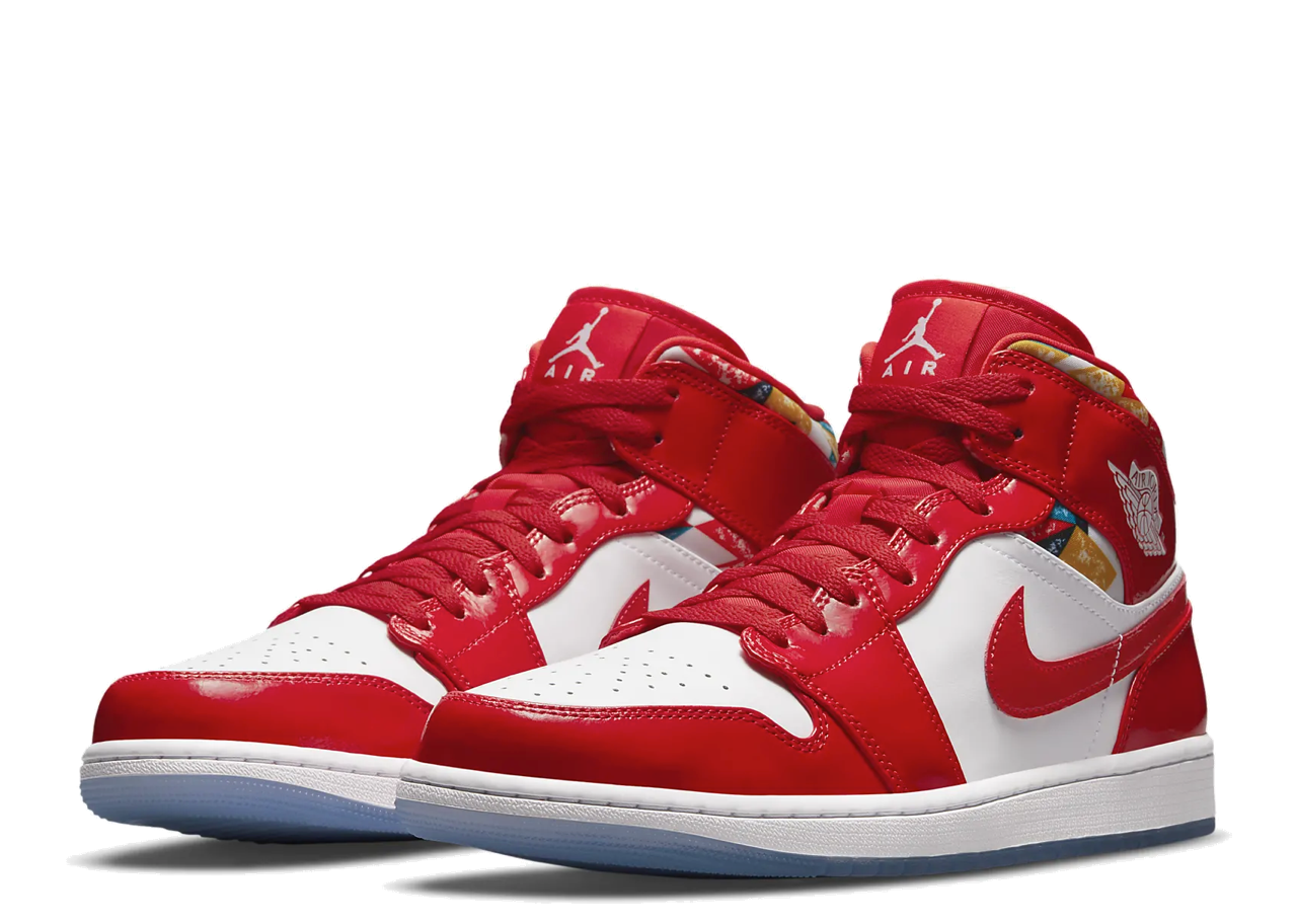 Air Jordan 1 Mid SE Barcelona Sweater Red Patent - photo 2