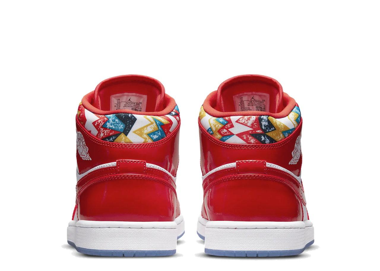 Air Jordan 1 Mid SE Barcelona Sweater Red Patent - photo 3