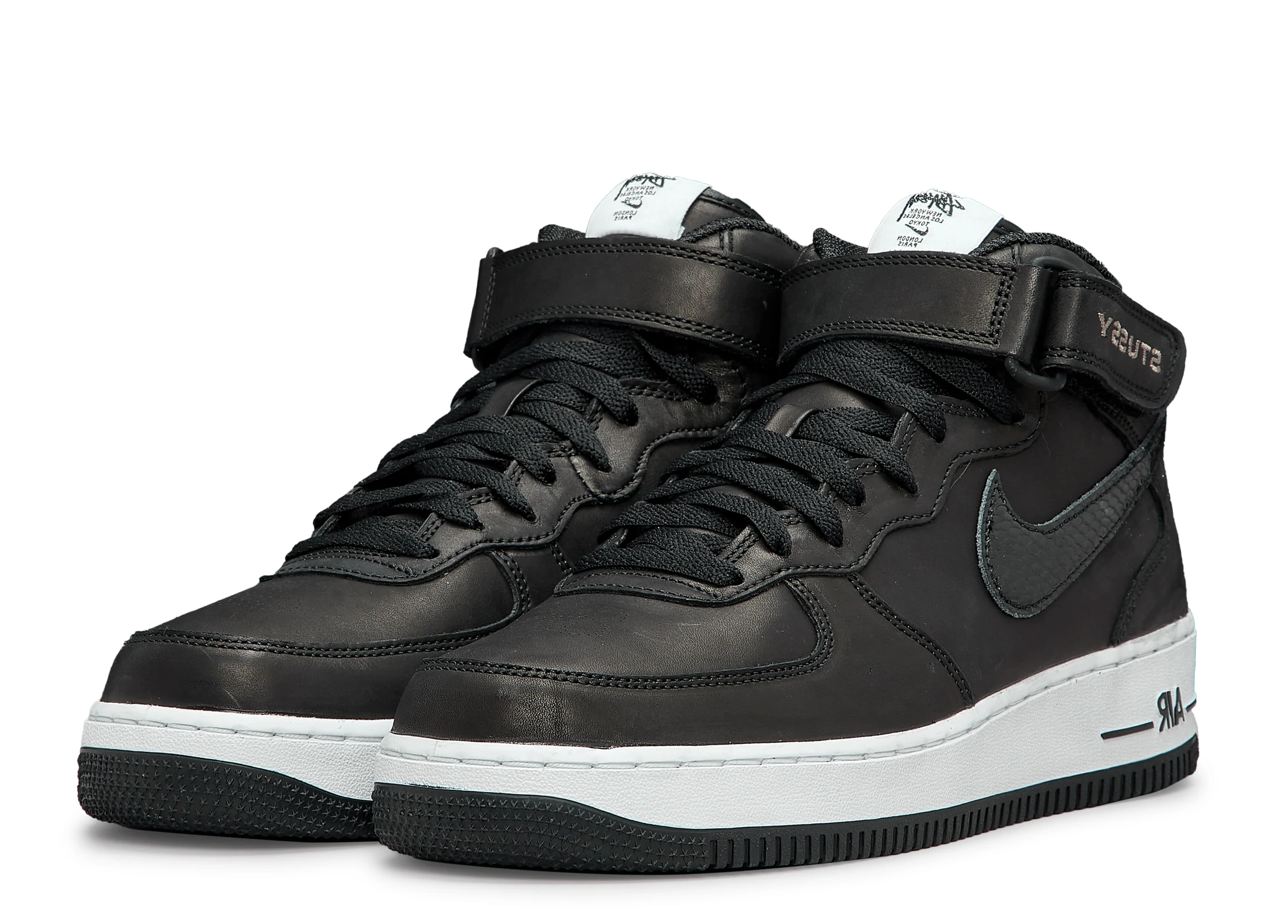 Nike Air Force 1 Mid Stussy Black White - photo 2