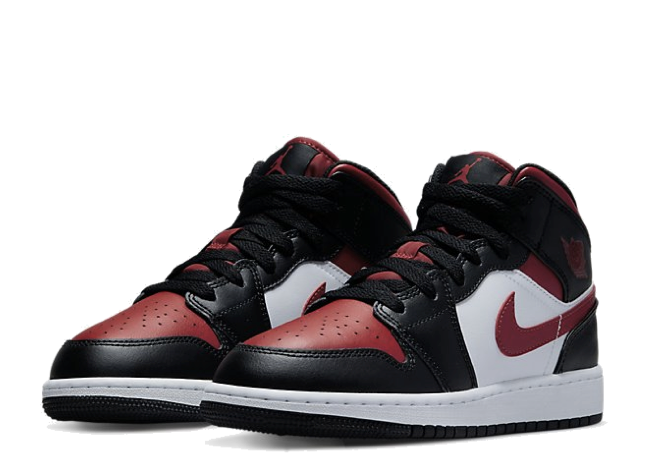 Air Jordan 1 Mid Black Fire Red (Grade School) - photo 2