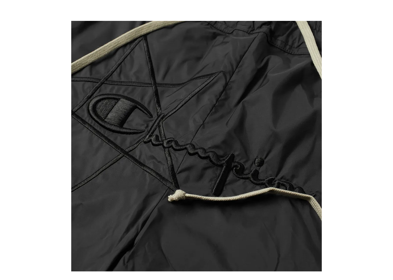 Rick Owens x Champion Logo Embroidered Nylon Shorts Black - photo 2