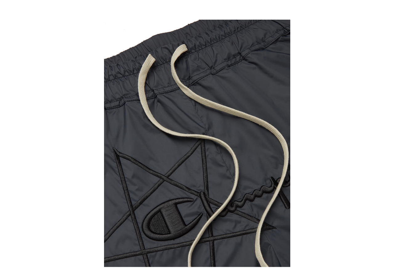 Rick Owens x Champion Logo Embroidered Nylon Shorts Black - photo 4