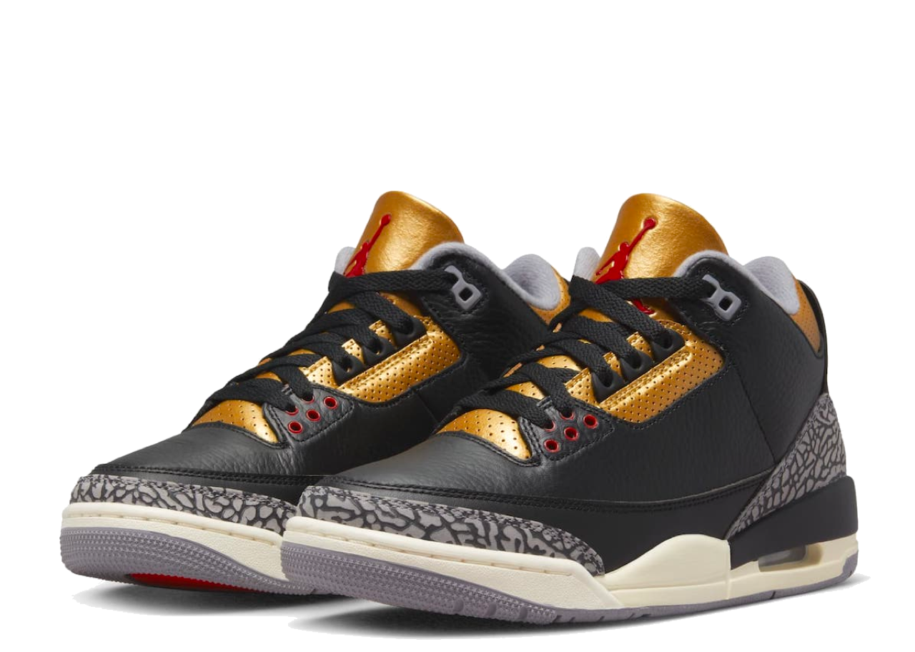 Air Jordan 3 Retro Black Cement Gold (Women's) - photo 2