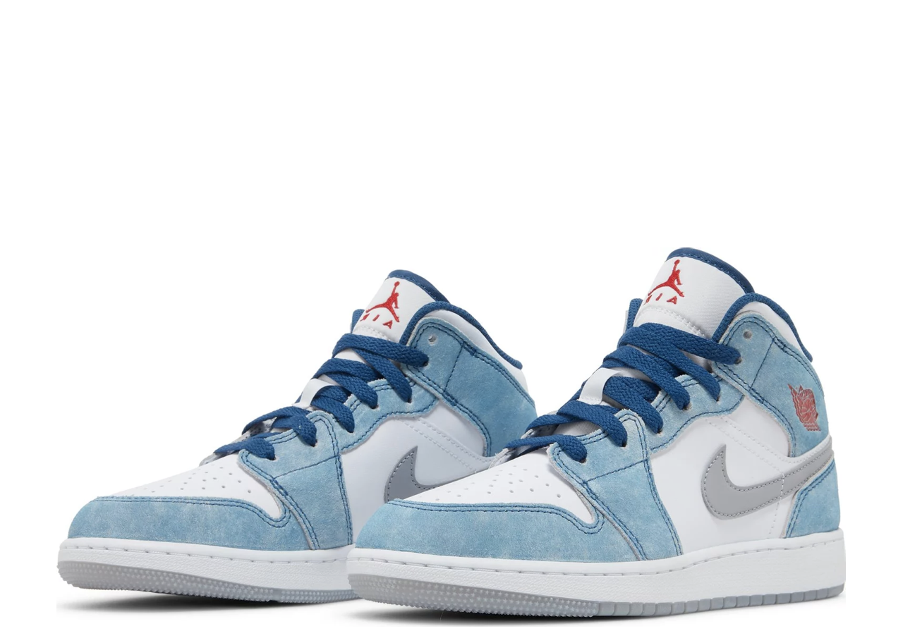 Air Jordan 1 Mid SE French Blue Light Steel (Grade School) - photo 2