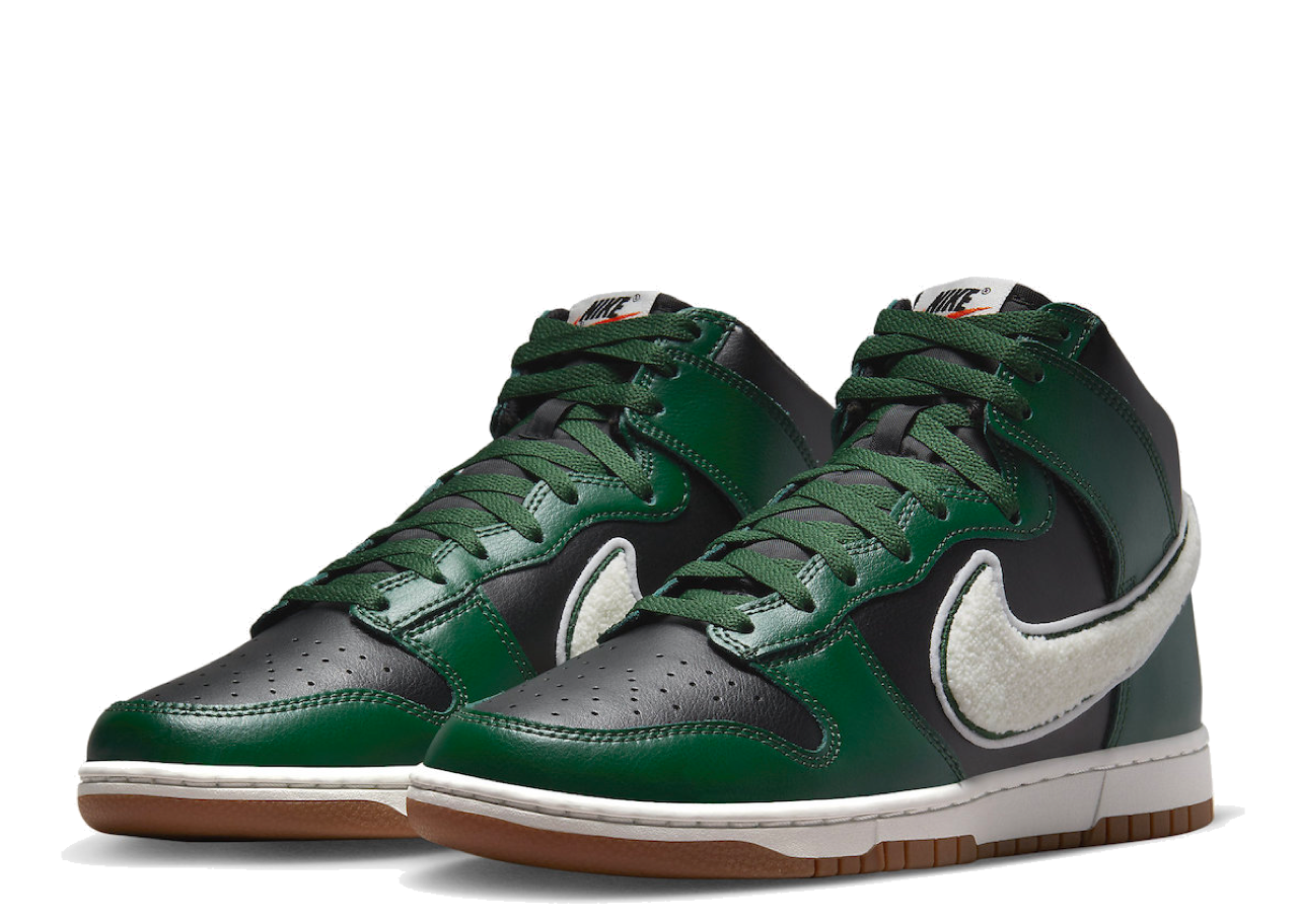 Nike Dunk High Chenille Swoosh Black Green - photo 2