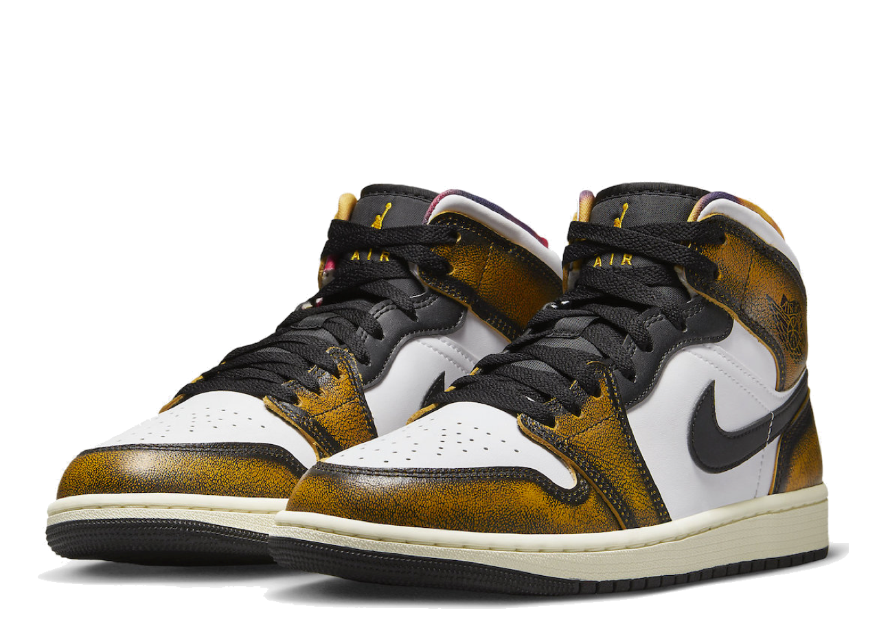 Air Jordan 1 Mid SE Orange Wear Away - photo 2