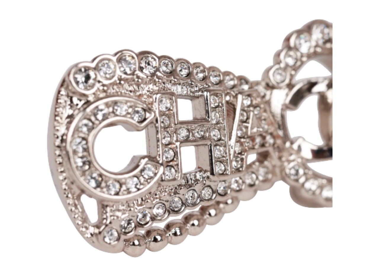 Chanel Crystal Bow CC Silver Brooch - photo 2