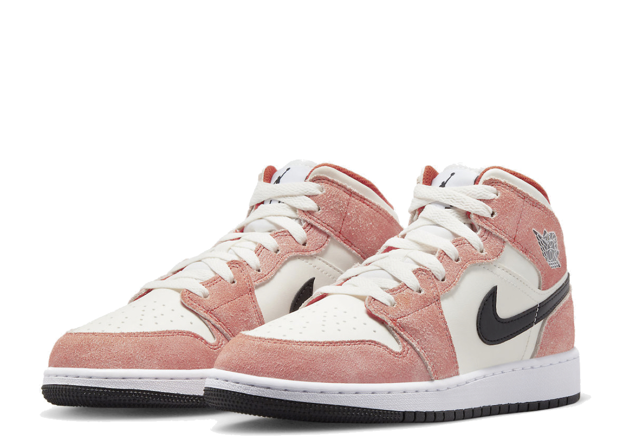 Air Jordan 1 Mid SE Orange Suede (Grade School) - photo 2