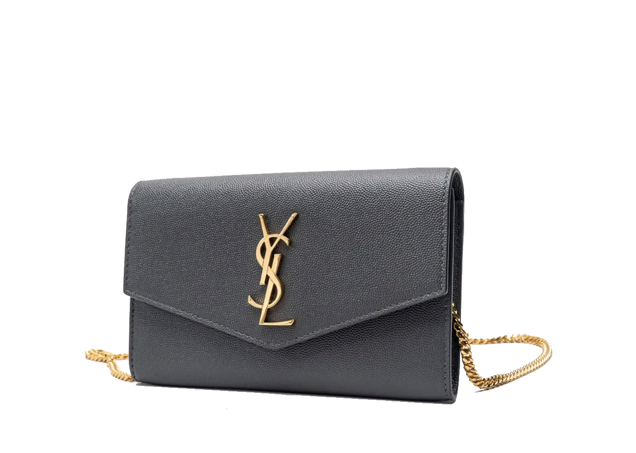 Saint Laurent Uptown Wallet on Chain Grained Storm Black - photo 3