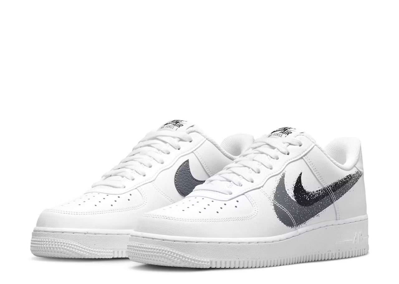 Nike Air Force 1 Low '07 Spray Paint Swoosh White Black Grey - photo 2