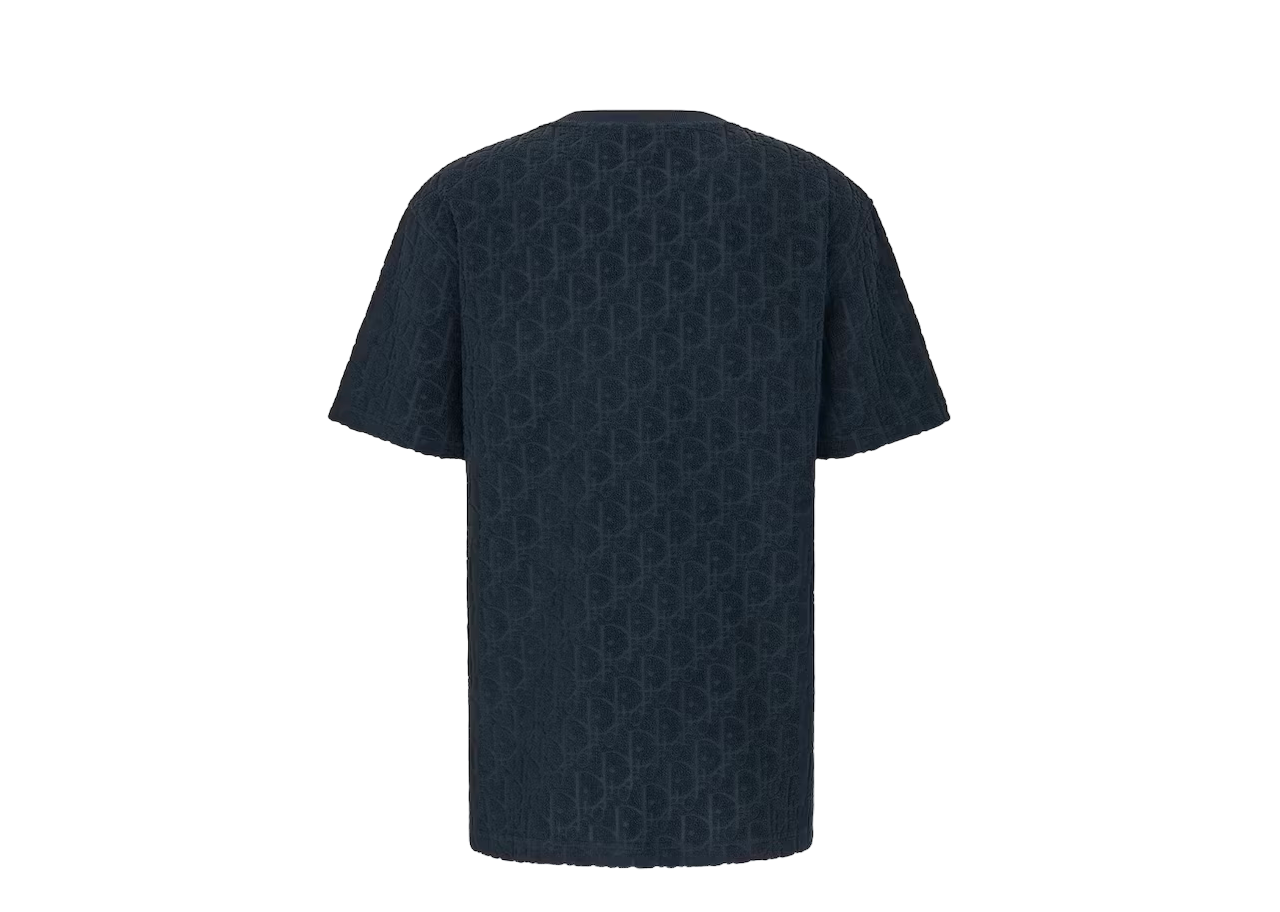 Dior Oversized Oblique T-Shirt Navy Blue Terry Cotton Jacquard - photo 2