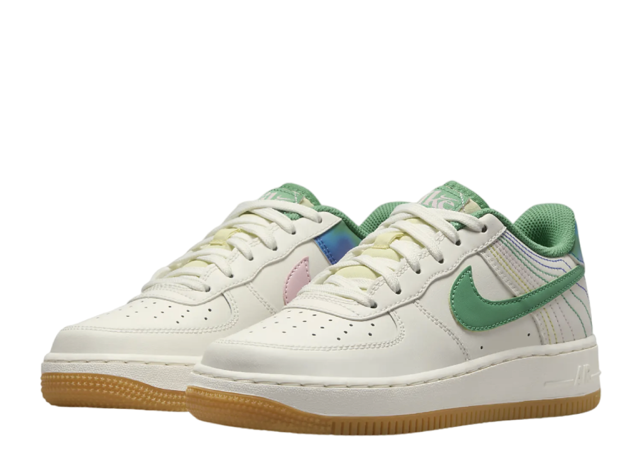 Nike Air Force 1 Low LV8 3 Heel Stitch Sail Stadium Green (Grade School) - photo 2