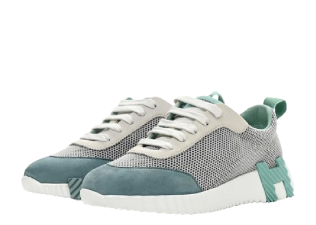 Hermes Bouncing Sneakers Air Mesh and Suede Vert Embrun/Blanc - photo 2