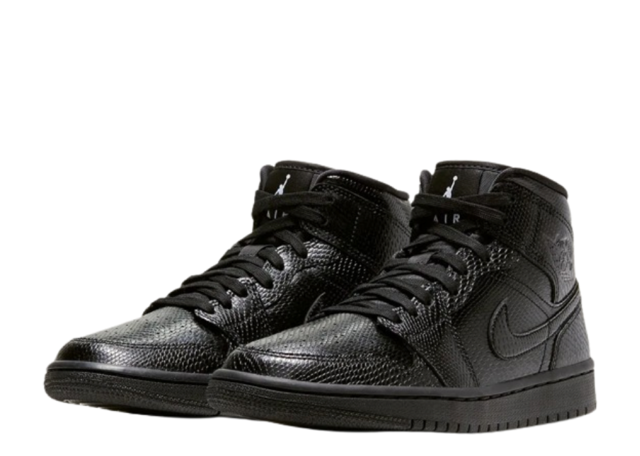 Jordan 1 Mid Black Snakeskin (Women's) - photo 2
